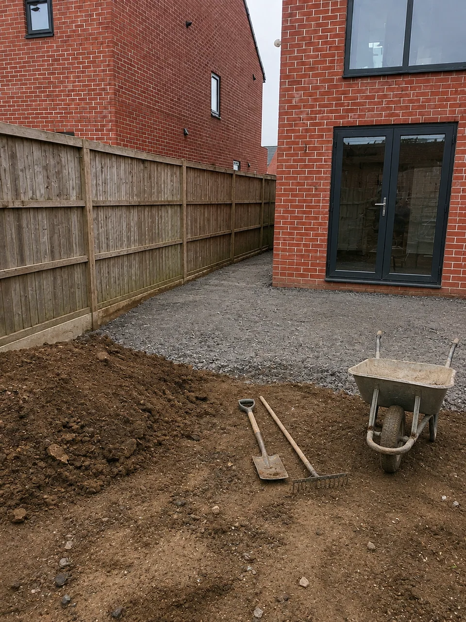 The garden as bare ground before work began