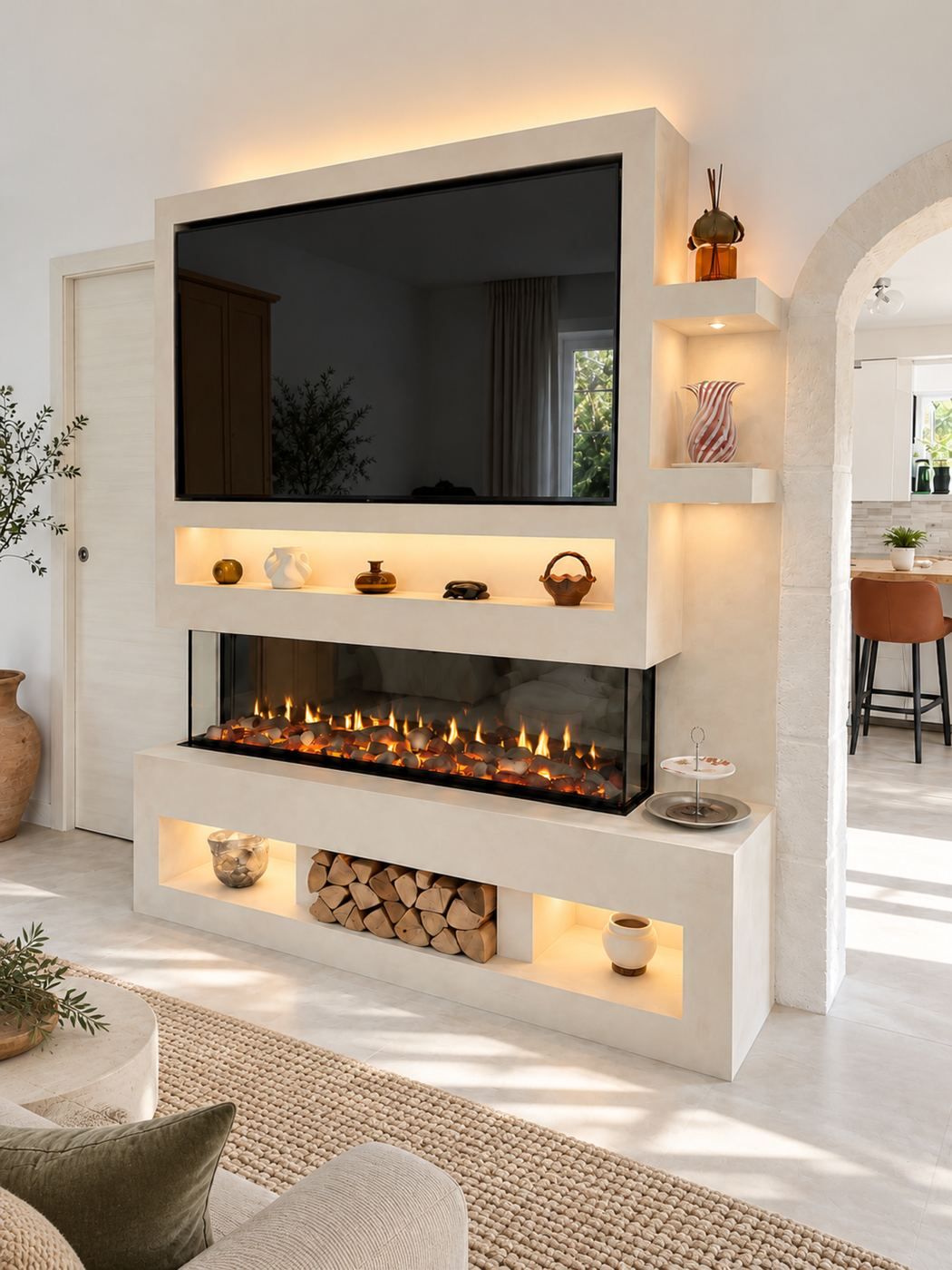 Stone-effect Fireplace Wall, daytime
