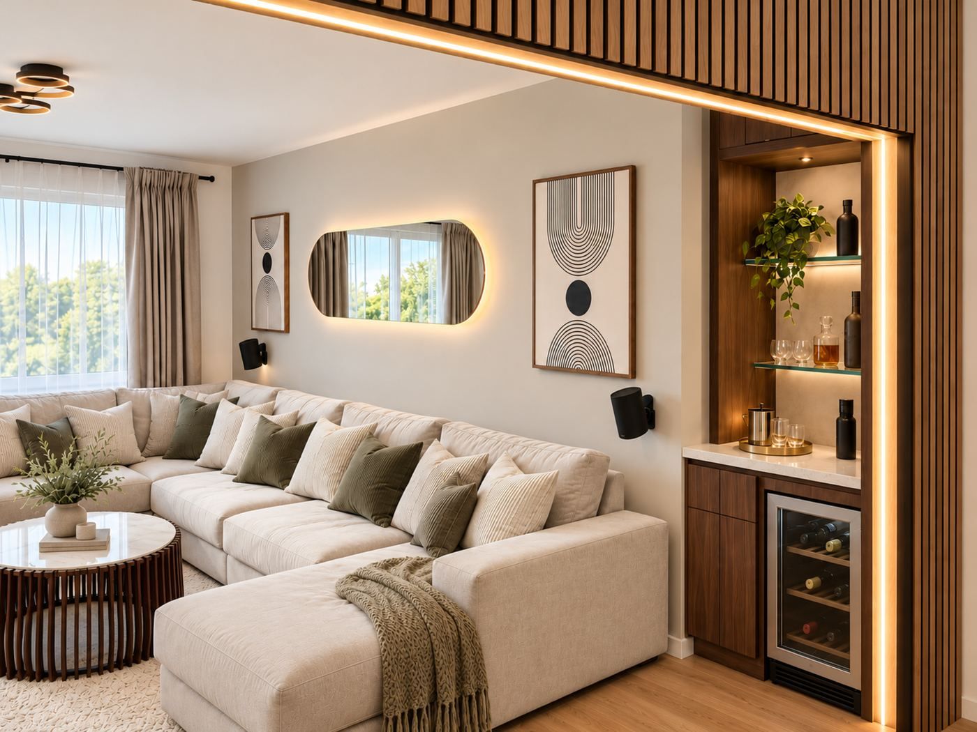 Living Room with Integrated Bar