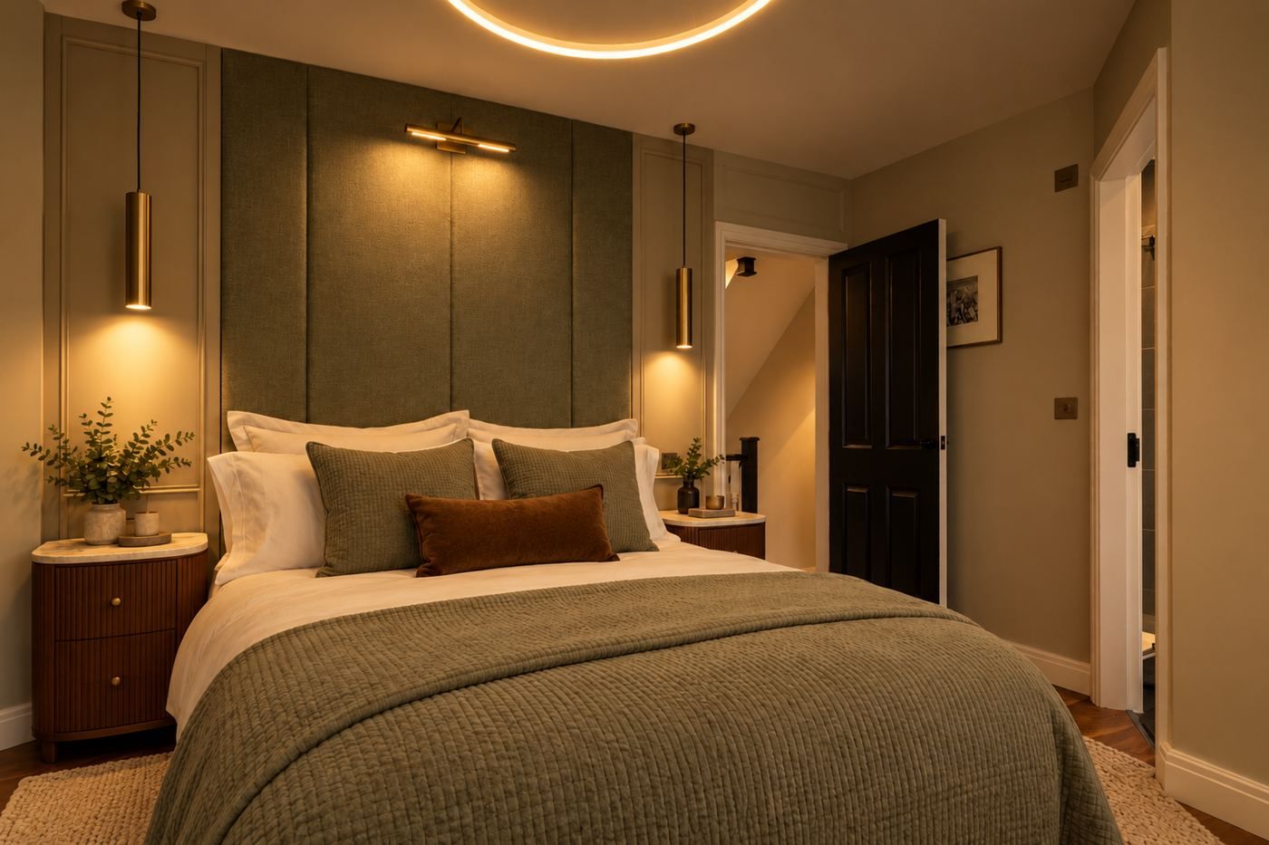 Bedroom and Headboard Wall, evening